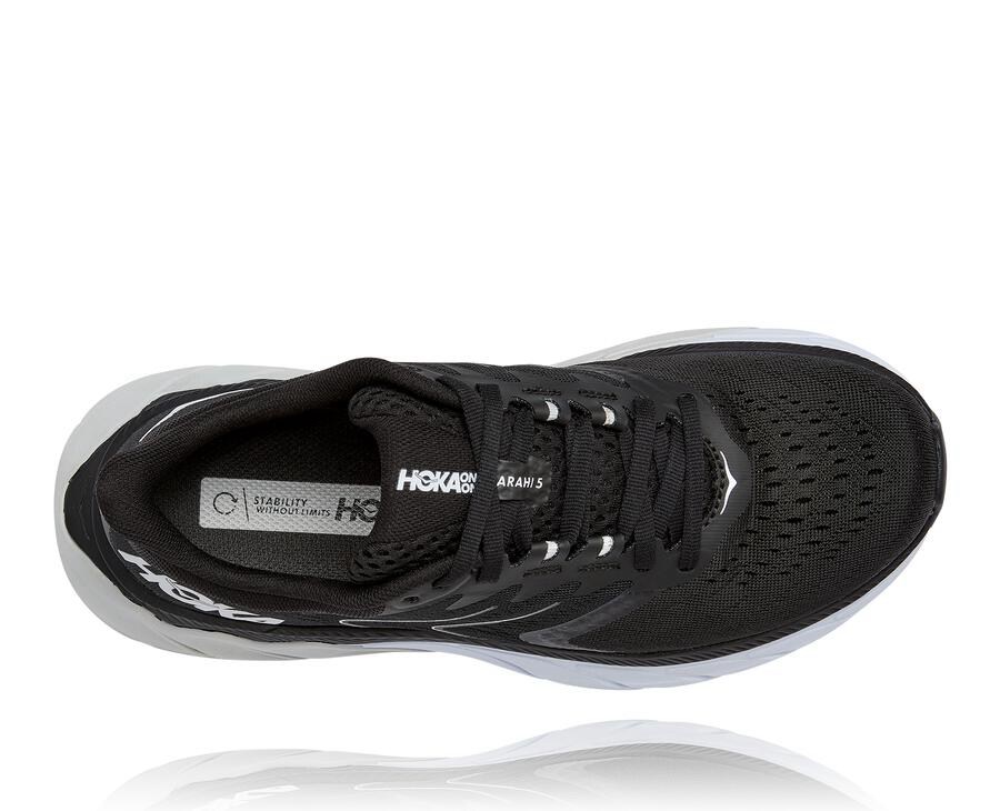 Running Shoes Womens - Hoka One One Arahi 5 - Black/White - HBUGLED-70